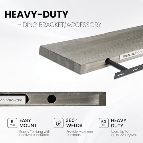 Floating Shelves for Wall 24x93 Inch Rustic Elm Wood Set of 2