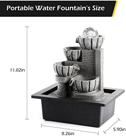 Dyna-Living Indoor Tabletop Water Fountain with LED Lights and Rolling Ball Design