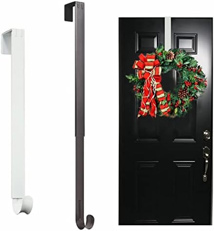 Adjustable Wreath Hanger for Door 20lbs Capacity White and Nickel