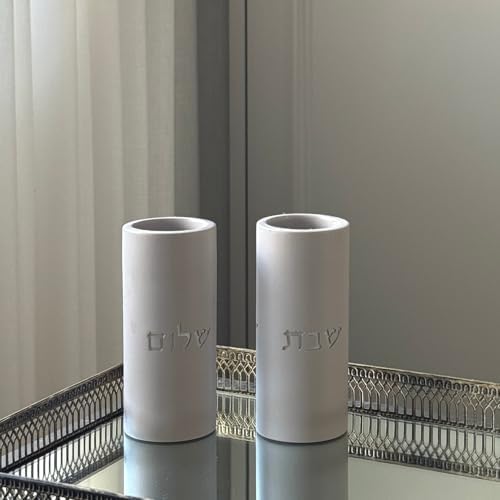 SURI Shabbat Candle Holders Set Modern Minimalist Concrete Tea Light Holders