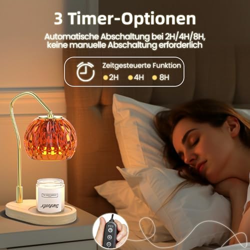 Amber Candle Warmer Lamp with Timer and Dimmer