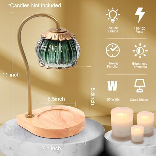 CABRHEART Golden-Green Candle Warmer Lamp with Timer