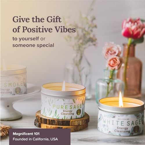 Magnificent 101 Gemini Candle 6 Oz Round Tin Green White