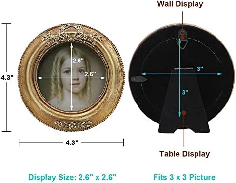 Small Vintage 3x3 Round Picture Frame