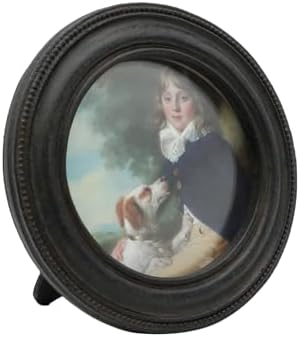 3x3 Small Vintage Round Picture Frame Mini Antique Black Grey Ornate Artistic Display Frame