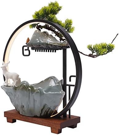 Headery Indoor Water Fountain with LED Light and Incense Holder