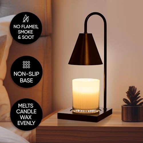 Sheffield Home Glass Candle Warmer Lamp Black Iron Flameless 13 Inch