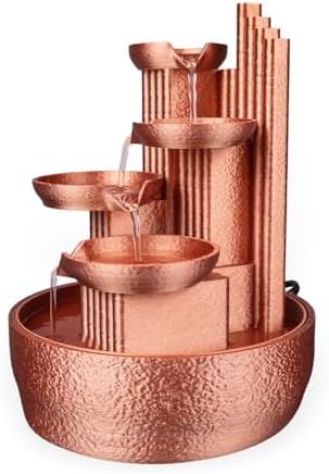 4-Tier Copper-Colored Tabletop Water Fountain with 85W x 85L x 7H Inches