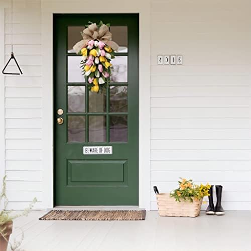26 Inch Artificial Tulips Teardrop Swag with Burlap Bow
