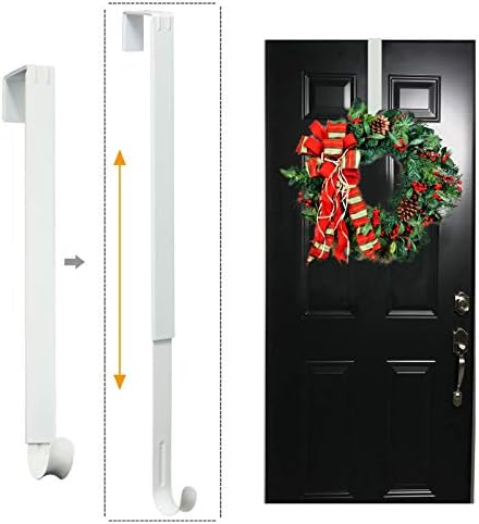 Adjustable Wreath Hanger for Door 20lbs Capacity White and Nickel