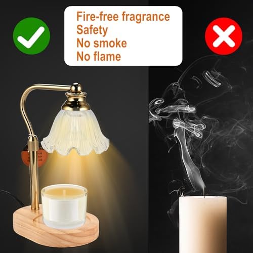Womens Gift Height-Adjustable Flower Candle Warmer Lamp with Timer and Dimmer