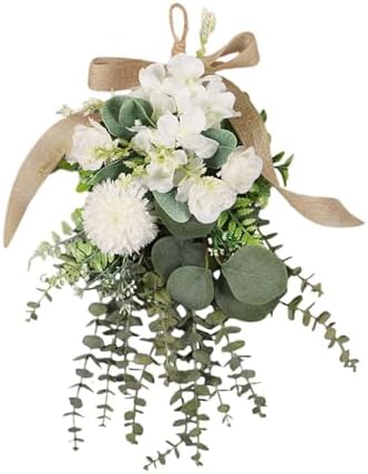 Eucalyptus Chrysanthemum Teardrop Wreath for Home Decor