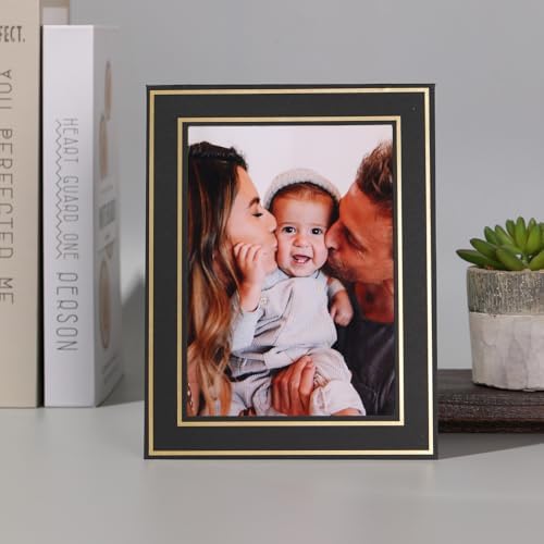 100Pack Black Paper Frames with Gold Trim and Easel
