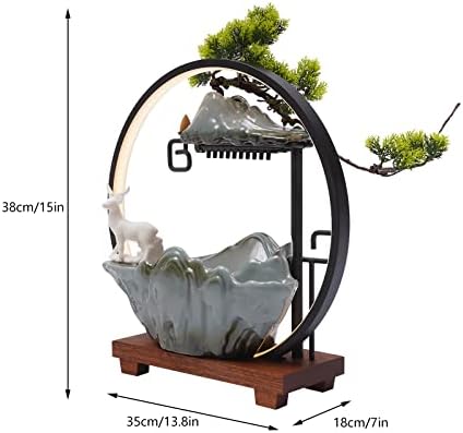 Headery Indoor Water Fountain with LED Light and Incense Holder