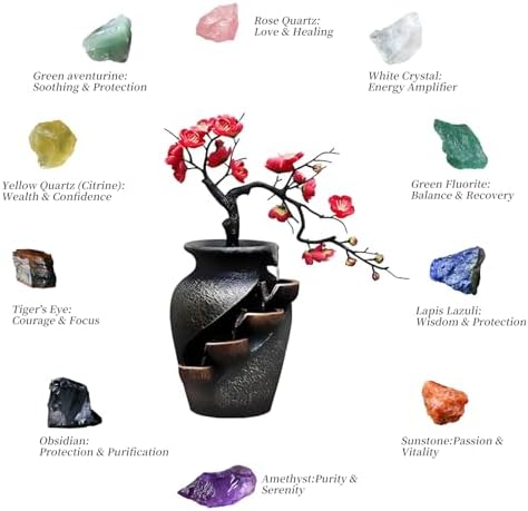 CYLLYKGIFT 10PCS Natural Crystals Indoor Fountain Pot for Home Decor