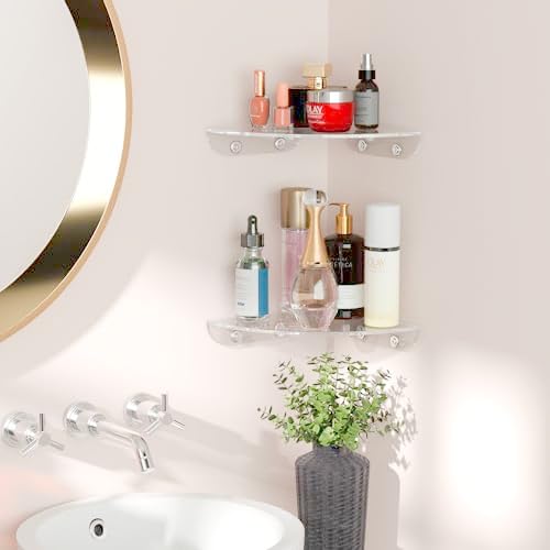 7x7 Inch Clear Acrylic Corner Shelf Set of 2