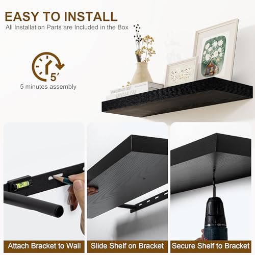 Fun Memories Floating Shelves Set of 2 36 Inch Black