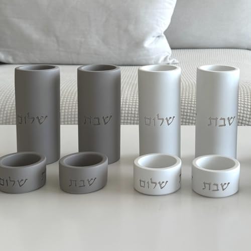 SURI Shabbat Candle Holders Set Modern Minimalist Concrete Tea Light Holders