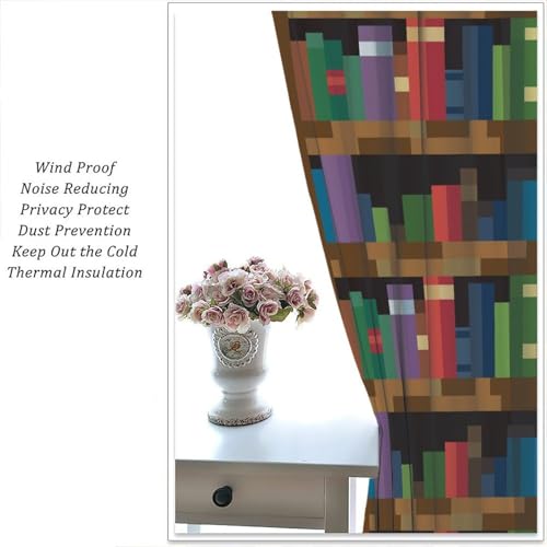 Pixelated Bookshelf Curtain for Kids Bedroom