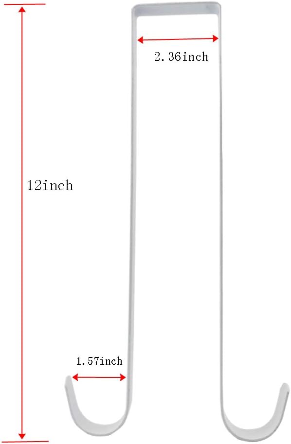 12 Inch Double Side Wreath Hanger - Over The Door Metal Hook for Christmas Wreath - Black and White