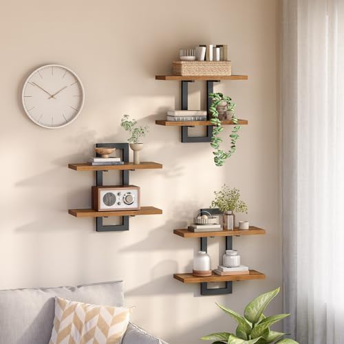 HOOBRO Floating Shelves Set of 3 2-Tier Wall Mounted Storage
