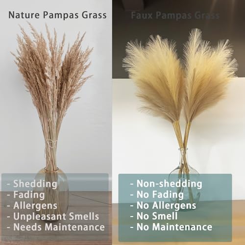 38 Inch 10 Stem Faux Pampas Grass Decor Set - Beige Mixed