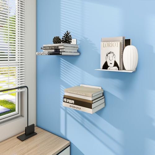 FENTEC 6 Pack Floating Bookshelf Wall Mount White