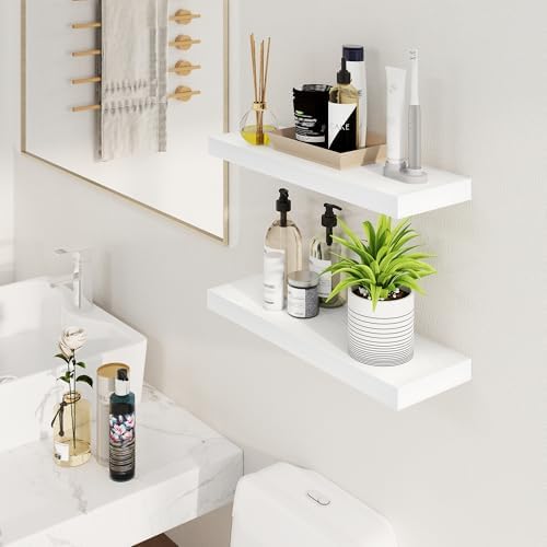 Fun Memories 24 Inch Floating Shelves Set of 2 White