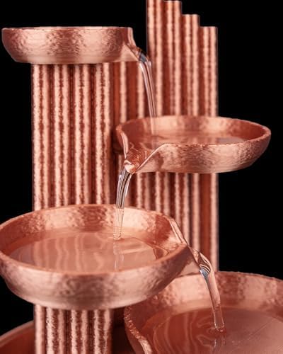 4-Tier Copper-Colored Tabletop Water Fountain with 85W x 85L x 7H Inches