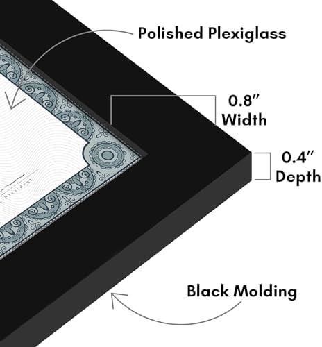 Americanflat 85x11 Diploma Frame Set of 12 Black
