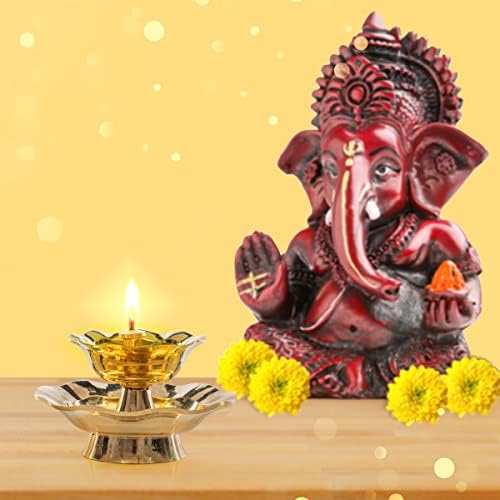 Aditri Creation Small Lotus Brass Oil Lamp 3 Inches