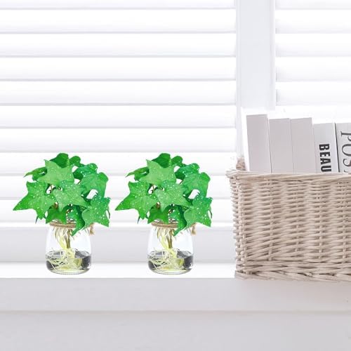 Faux Potted Plants with Realistic Water Glass Vase Decor