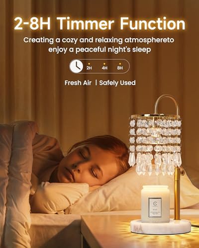 Minimalist Crystal Candle Lamp with Timer and 3 Bulbs