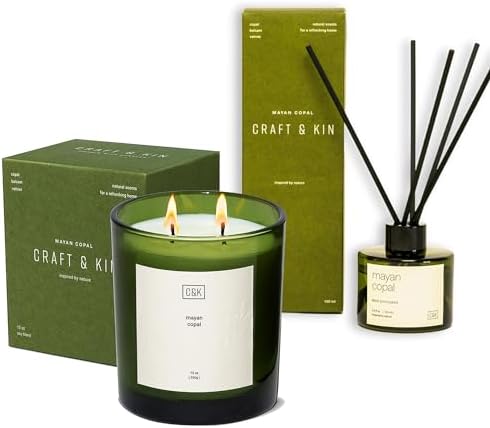 Craft Kin Home Fragrance Bundle Mayan Copal Candle Diffuser Set for Men