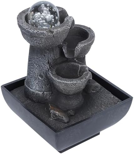 LED Tabletop Fountain with Waterfall and Ball for Home Office Decor