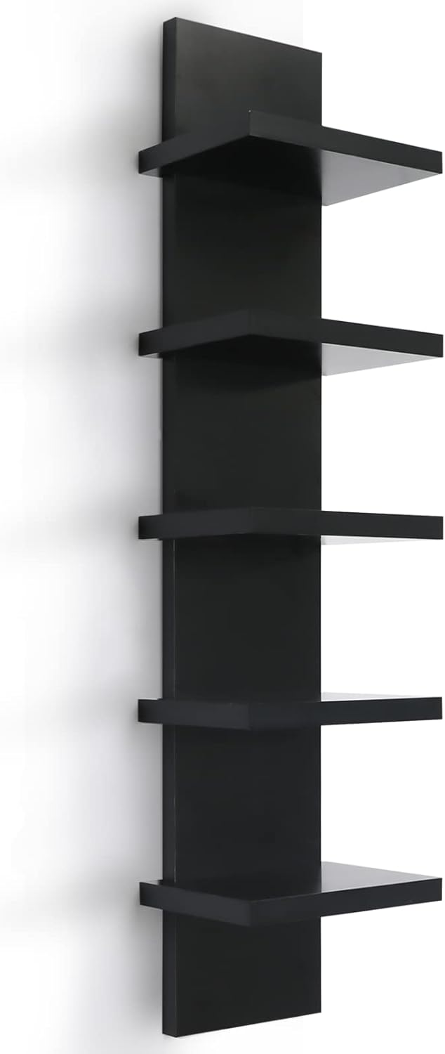 5 Tier Floating Wall Shelves Black Modern Design