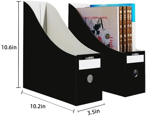 2 Pack Black Cardboard Magazine File Holders for Desktop Storage