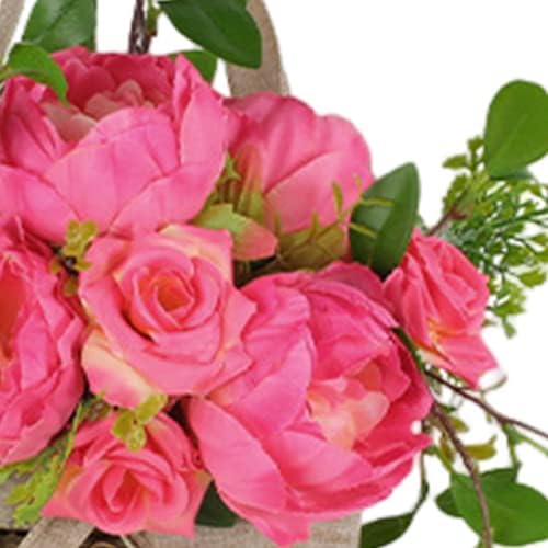 Peony Door Wreath Basket for Front Door Flowers Spring Welcome Decor