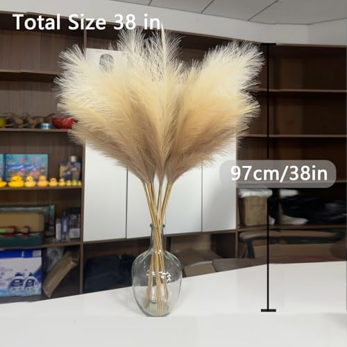 38 Inch 10 Stem Faux Pampas Grass Decor Set - Beige Mixed