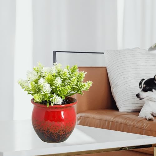 ARTKETTY 6 Pack Artificial Plants Ceramic Pots