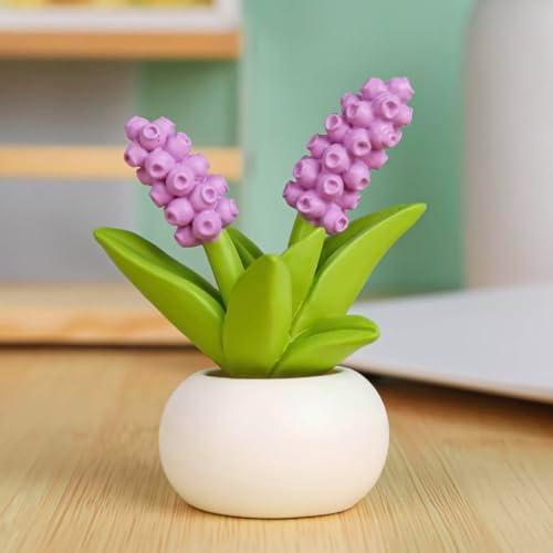 Magicherry Resin Hyacinth Flower with Pot Purple Decor