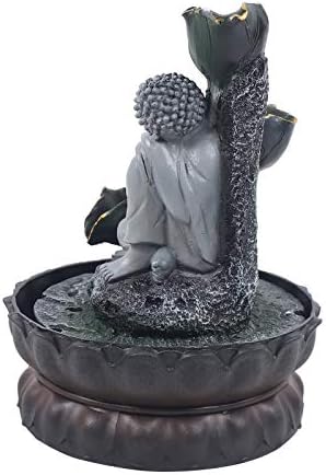 Indoor Buddha Waterfall Fountain with LED Lights and Soothing Sound for Home Office Decor