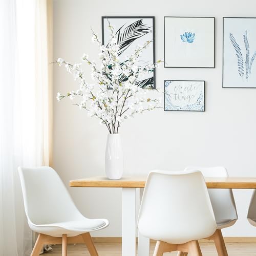 Sggvecsy 4 Pc Artificial Cherry Blossom Branches White