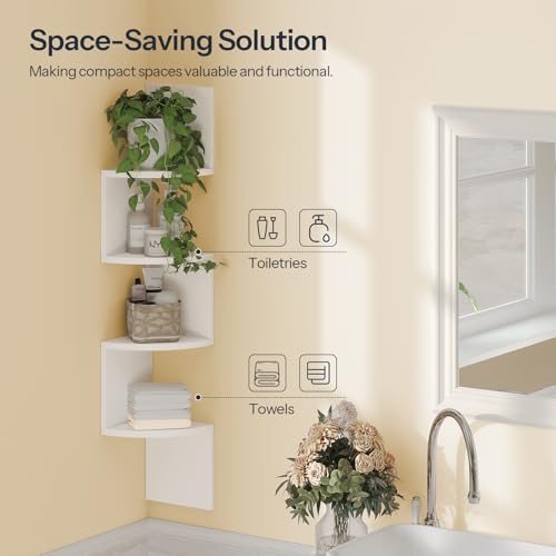 HOOBRO 4-Tier Floating Corner Shelves Set of 2