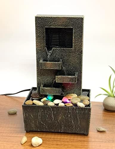 Natures Mark Slate Tiered Water Fountain with LED Lights