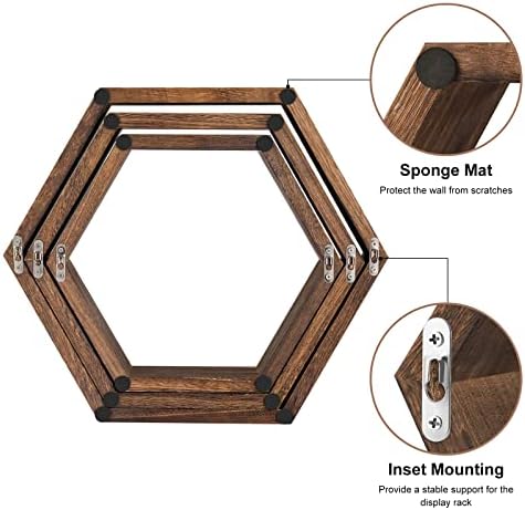 Hexagon Floating Shelves Set of 6 Rustic Wall Display