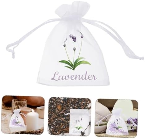 20pcs White Lavender Sachet Bags with Drawstring for Home Fragrance Storage