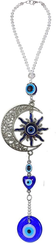 Sun and Moon Blue Evil Eye Wall Hanging Decor