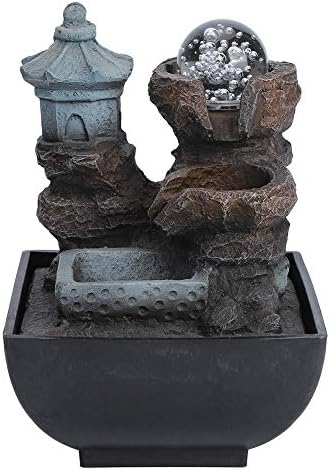 Zerodis Water Fountain Indoor LED Tabletop Fountain Decoration Gift