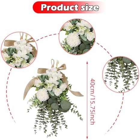 Eucalyptus Chrysanthemum Teardrop Wreath for Home Decor